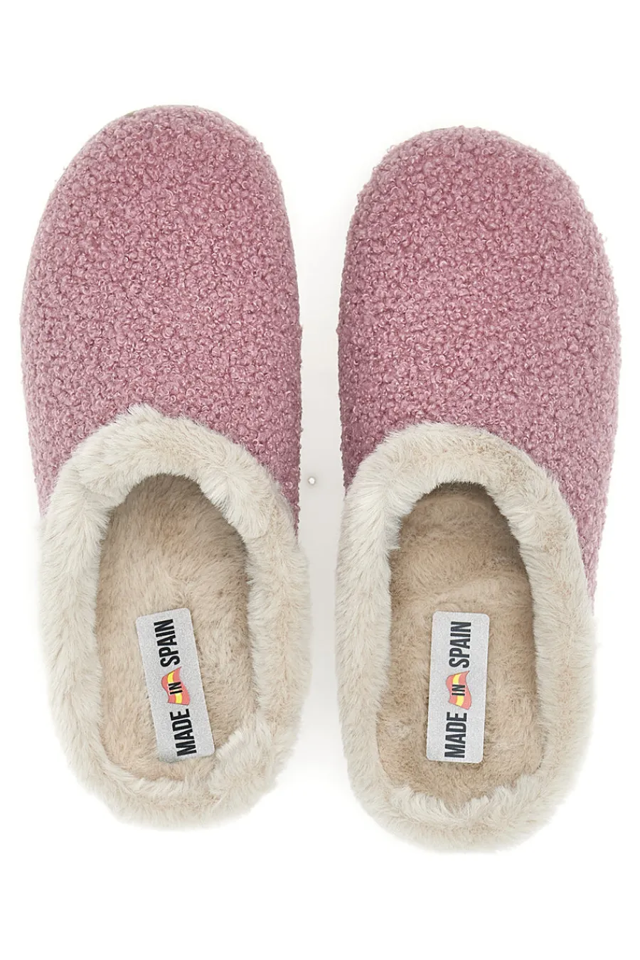 Donna GAIA MANIA GG549 Rosa Hausschuhe aus Stoff mit Teddy-Effekt und Fellfutter