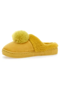Donna COVERI WORLD Gelbe Hausschuhe mit Fellbezugi World 233252