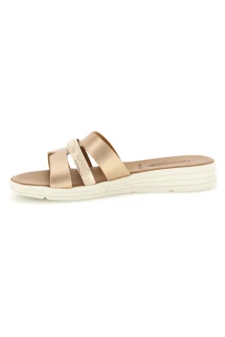 Donna PLOCADI Gold Slipper mit gewebten Bändern A64BNVP