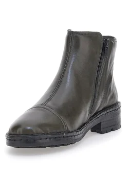 Donna PLOCADI Grüne Stiefeletten aus echtem Leder mit seitlichen Reißverschlüssen 9018