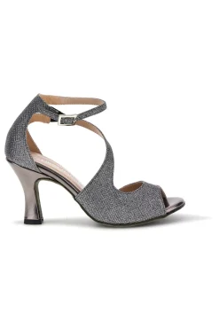 THE FIRST DANCE Gunmetal Glitzer Sandalen mit hohem Absatz 6514 METALLGRAU Hot