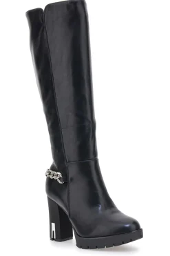 THE FIRST Hohe e Stiefel mit dekorativer Kette H262534 SCHWARZ Best