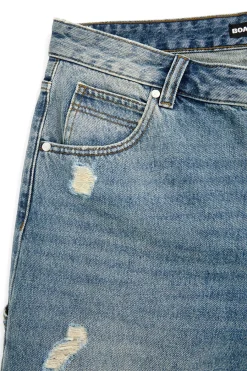 Uomo BOARDMAN Jeans blu denim al ginocchio con strappi 4051
