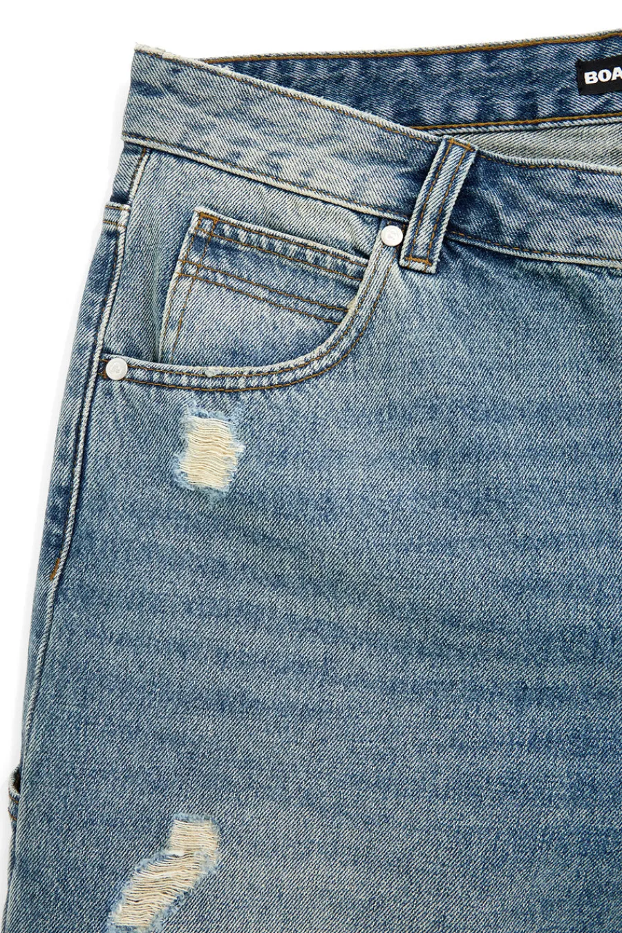 Uomo BOARDMAN Jeans blu denim al ginocchio con strappi 4051