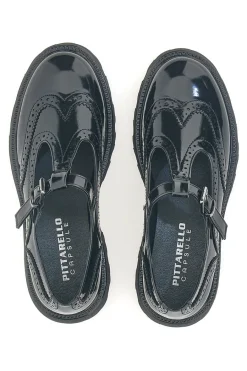 PITTARELLO Mary Jane nere in vernice con fondo carrarmato Capsule BT251123006 Discount