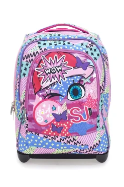 SEVEN Mehrfarbiger Trolley-Rucksack Big Troll Faces mit einziehbaren Schultergurten