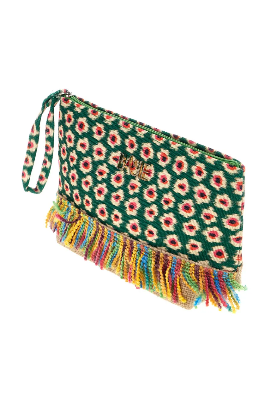 Donna BASILE Mehrfarbige Strand-Clutch-Tasche mit Fransen CLASSBA22218