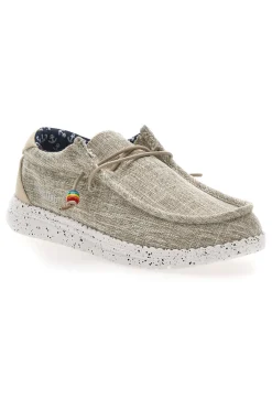 Uomo CANGURO Mocassini Beige in Tela con Elastici CA931