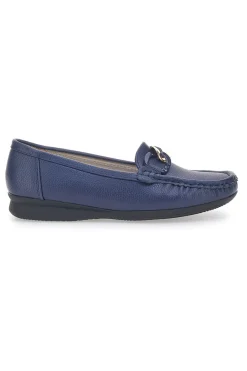 PRIMA RIGA Mocassini Blu Con Dettaglio Oro 3170 Outlet
