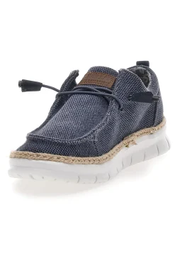 Uomo MAX DILLAN Mocassini Blu con Rafia e Lacci Elastici WALLY BIG CVS