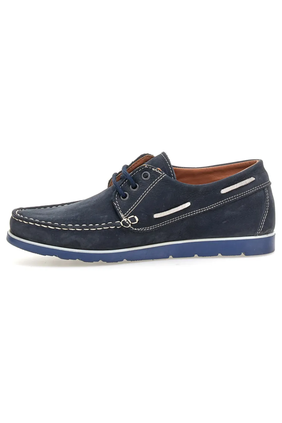 Uomo JERPOINT Mocassini blu in pelle con lacci e cuciture a vista 09
