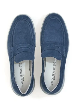 Uomo MARCO BRANDI Mocassini blu vera pelle made in italy 157