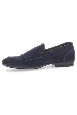 Uomo PTR Mocassini da uomo blu scuro con doppia fibbia in pelle calzata ampia 77