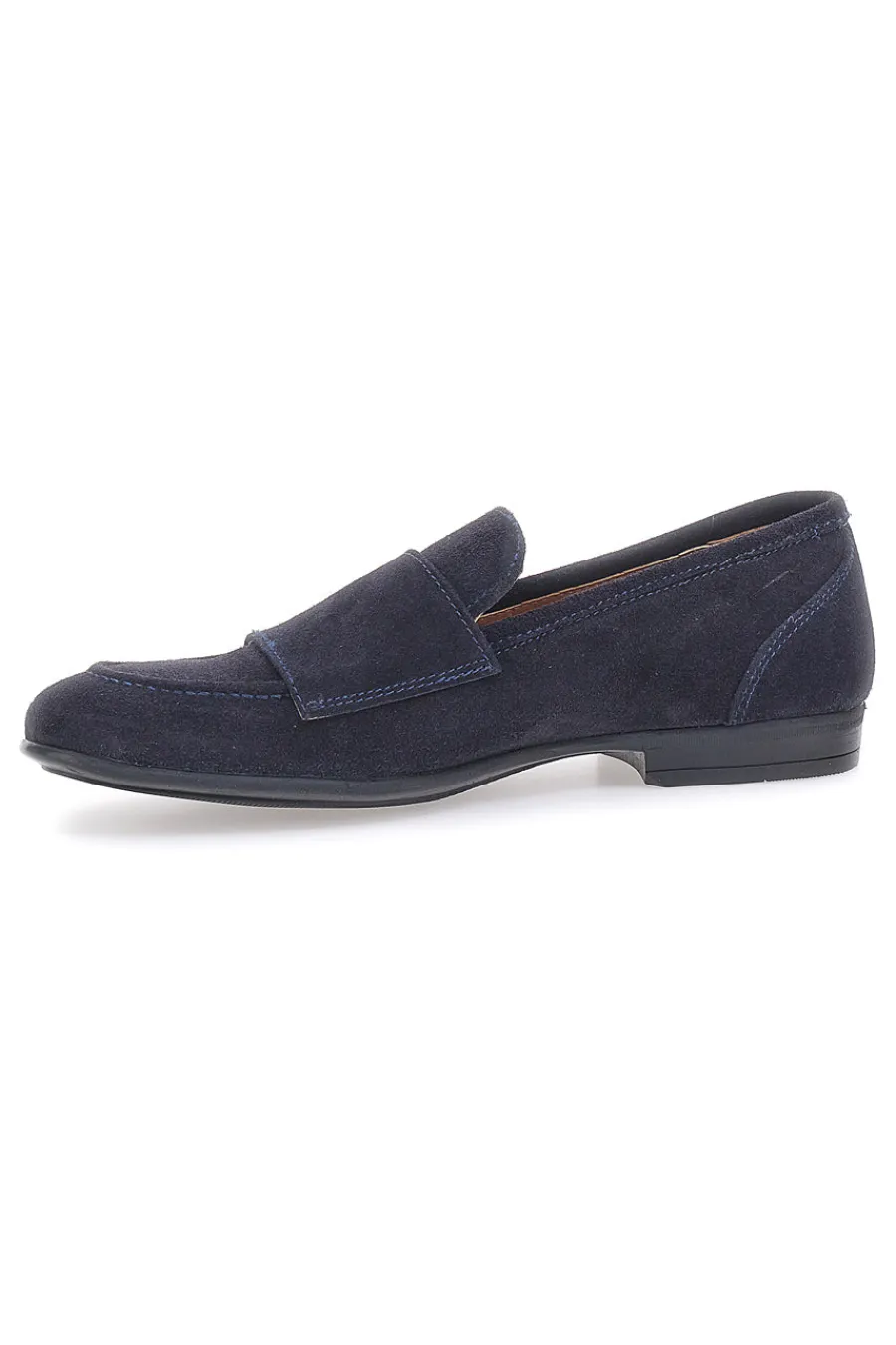 Uomo PTR Mocassini da uomo blu scuro con doppia fibbia in pelle calzata ampia 77