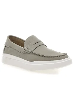 Uomo LONGFORD Mocassini grigi slip on con suola bianca C53086