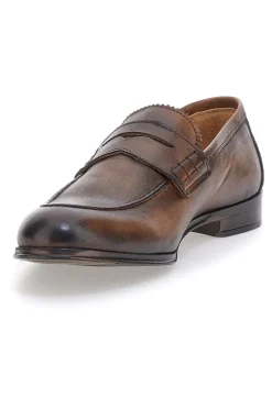 Uomo PITTARELLO PLUS Mocassini marrone vera pelle made in italy 1051