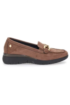 INBLU Mocassini Marroni Effetto Suede Con Catenina IC020042 New