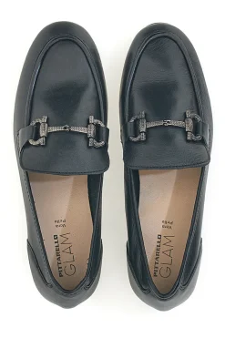 PITTARELLO GLAM Mocassini Neri con Morsetto Made in Italy in Vera Pelle A600102 SCHWARZ Outlet