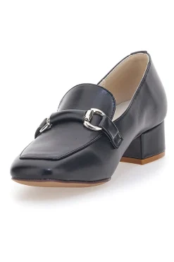 ENERGY Mocassini Neri Con Tacco e Punta Quadrata Da Donna 10 Hot