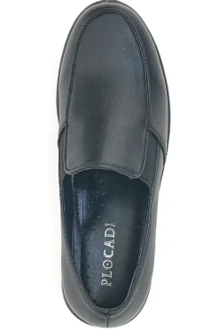 PLOCADI Mocassini neri con zeppa leggera e tomaia liscia MIN6260 Outlet