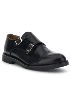 Uomo PITTARELLO Mocassini neri in pelle con fibbie 8030