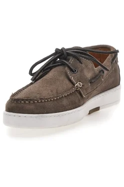 Uomo CLAREMORRIS Mocassini Stile Barca Taupe con Tomaia in Pelle Made in Italy 2011