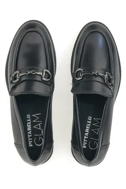 PITTARELLO GLAM Mocassino in Vera Pelle Nera 85105 Outlet