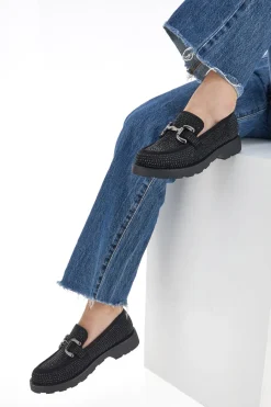 PITTARELLO GLAM Mocassino 1101 Nero con Strass SCHWARZ New