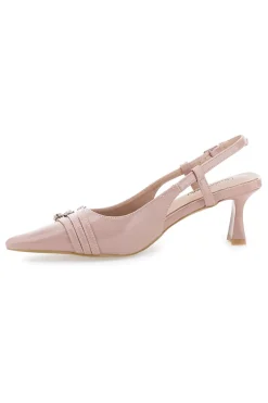 LE HAVRE PARIS Nude Lack-Effekt Slingback-Pumps mit mittlerem Absatz CMJ25314 NACKT Clearance