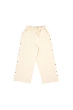 PITT KIDS Pantaloni beige ampi con borchiette laterali PT-KP-022