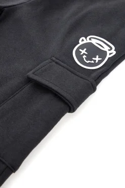 PITT KIDS Pantaloni neri con inserti rossi e tasca laterale PT-KP-007