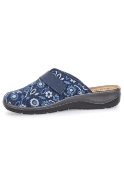 Donna INBLU Pantofola blu a fantasia floreale con chiusura a strappo e sottopiede anatomico 15OD