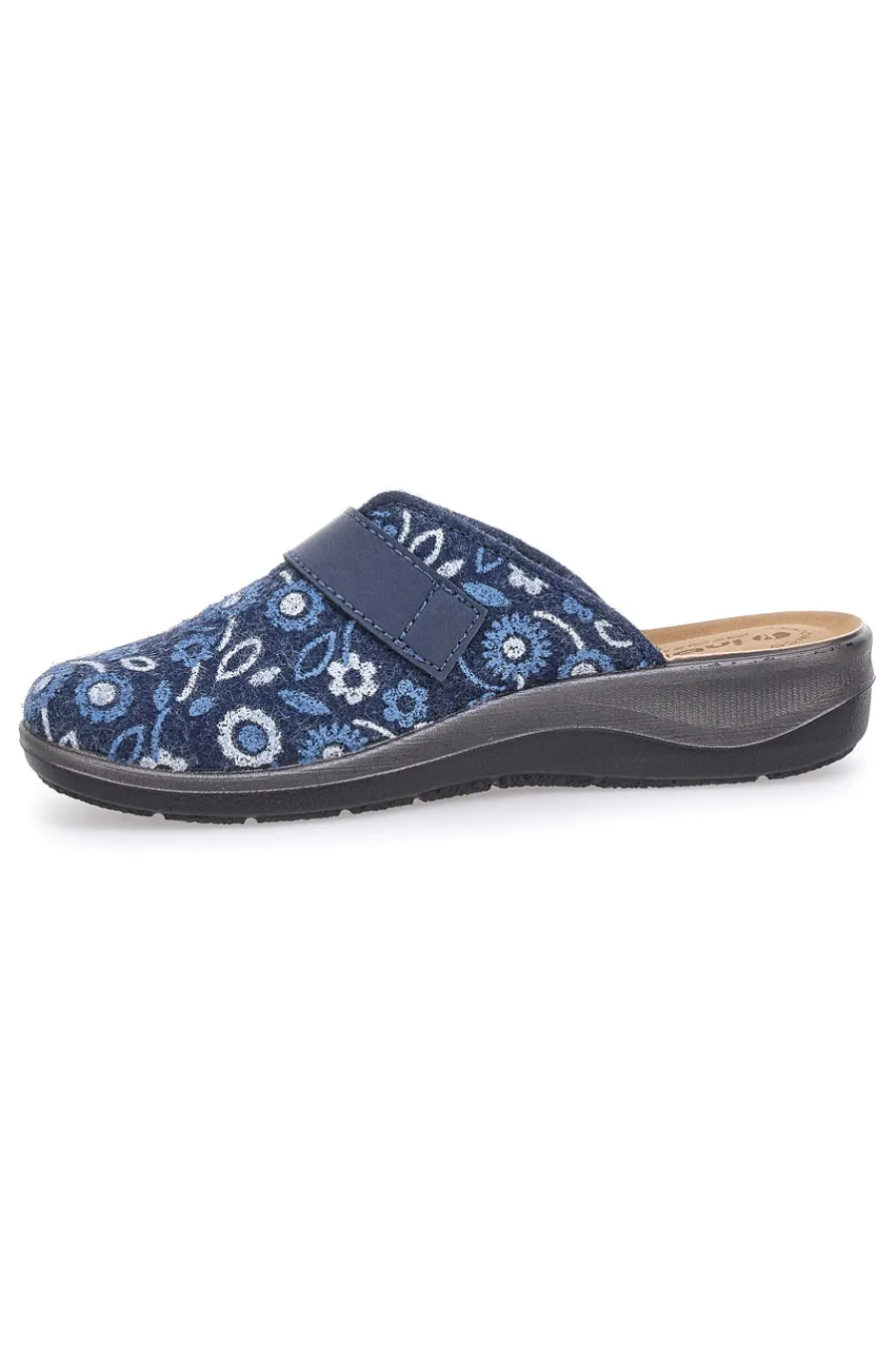 Donna INBLU Pantofola blu a fantasia floreale con chiusura a strappo e sottopiede anatomico 15OD