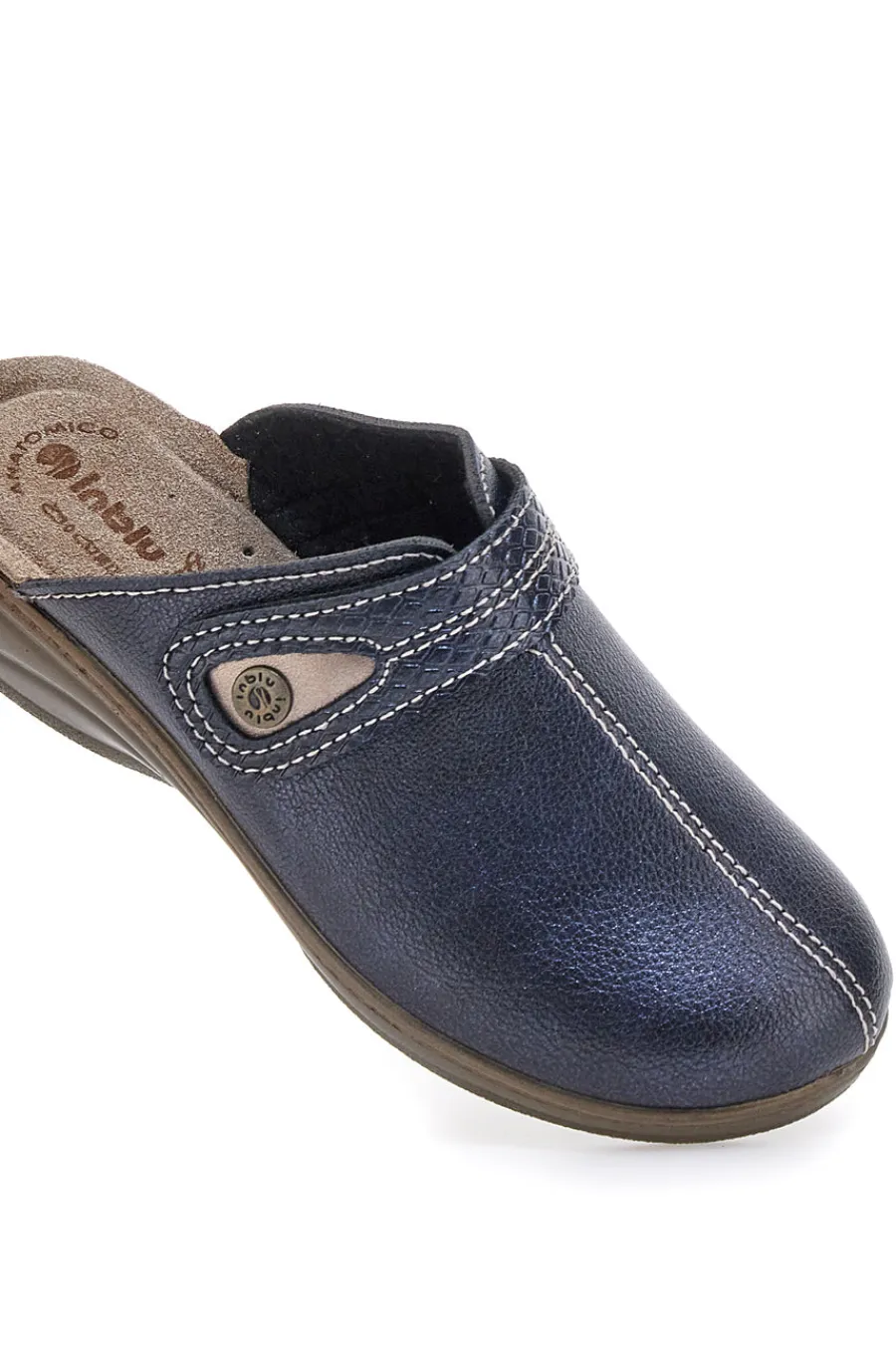 INBLU Pantofola blu anatomica con cuciture a vista 80LY BLUE Outlet