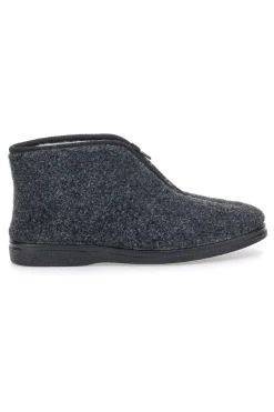 Uomo JERPOINT Pantofole antracite a stivaletto con zip e interno in pelo CA249