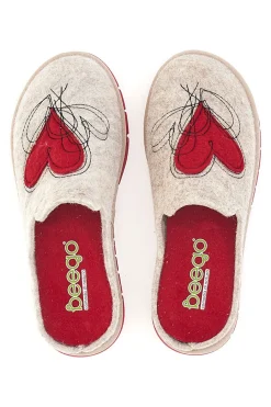 Donna BEEGO Pantofole beige con cuore 7521p