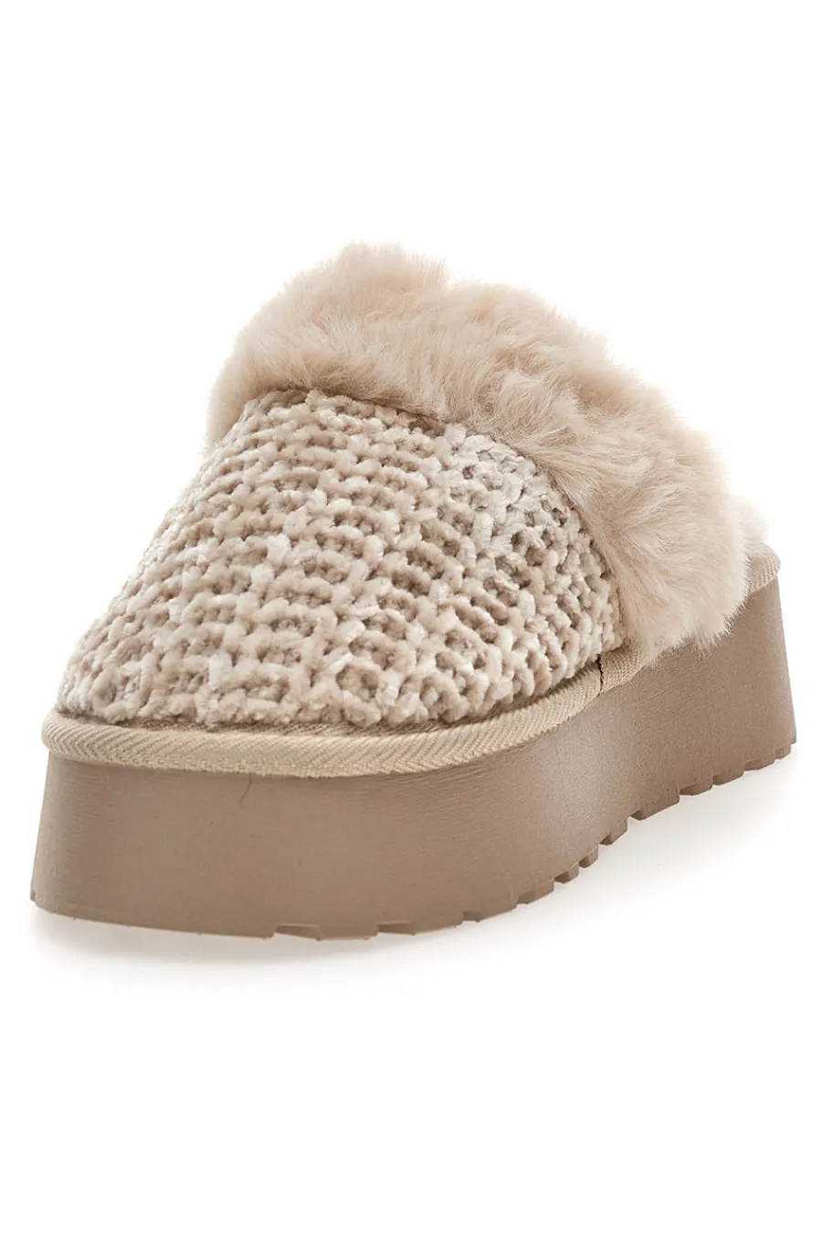 SUPERGA Pantofole beige intrecciate con interno in peluche S79Y310