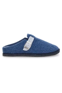 Donna GRAZIE Pantofole Blu in Feltro con Fibbia e Plantare Estraibile 1