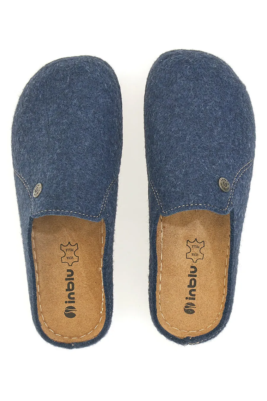 INBLU Pantofole blu in feltro con suola effetto para 12 DK Clearance