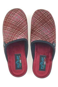 Donna FLY FLOT Pantofole bordò a quadri con zeppa comfort 90L70TNP