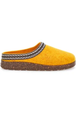Donna STELLA DEL NORD Pantofole Gialle in Feltro con Bordo Ricamato Pittarello Bio2