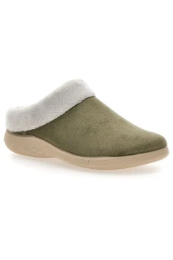 Donna DOREA Pantofole verdi con bordo in pelo SE350