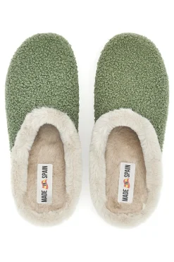 Donna GAIA MANIA Pantofole verdi in tessuto effetto teddy con interno con pelo GG549