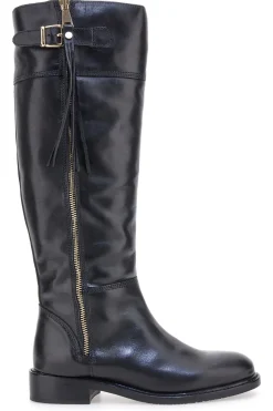 Donna PITTARELLO CLASS LFL2543 e Stiefel aus echtem Leder mit goldenem Reißverschluss und Schnalle