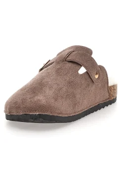 Donna PITTARELLO LOVE 1071 Braune Hausschuhe mit Schnalle und Fellfutter