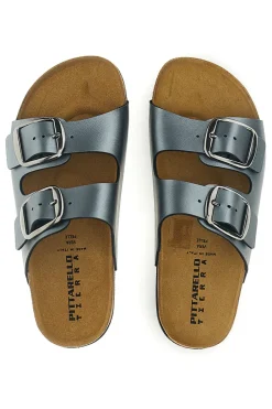 Donna PITTARELLO TIERRA Metallic Doppel-Riemen graue Hausschuhe 335A20630SR