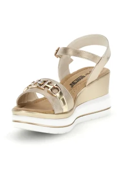 ENERGY Platin-Sandalen mit Keil und Zierkette E425 BEIGE, PLATIN Outlet