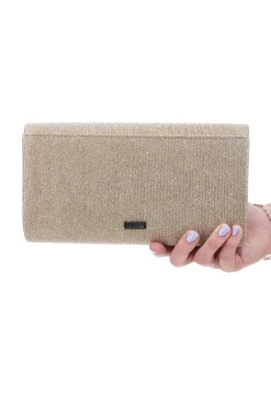 Donna COVERI Pochette Dorata Rigida Plissé Effetto Glitter con Chiusura Magnetica COLLECTION 0149-N