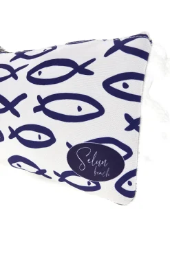 Donna SELUN BEACH Pochette Mare Bianca con Stampa Pesci SUI 261021
