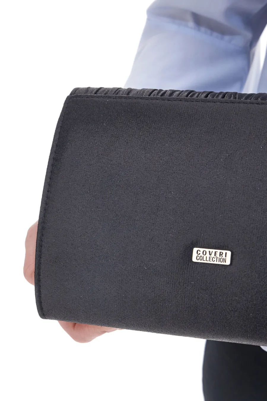 Donna COVERI Pochette Nera Satinata con Tracolla Collection 0189